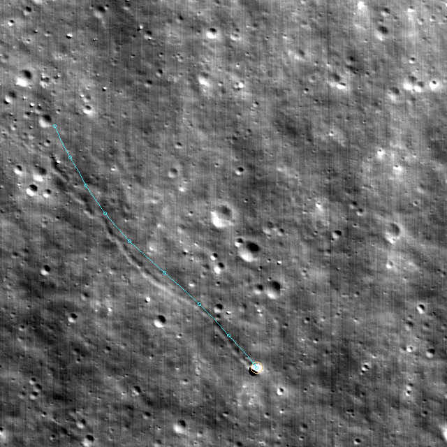 Verified route trace over the 2010 LROC image